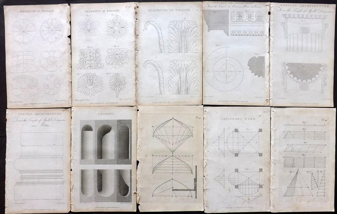 Nicholson, Peter 1798 Lot of 10 Architectural Prints (1 of 2)