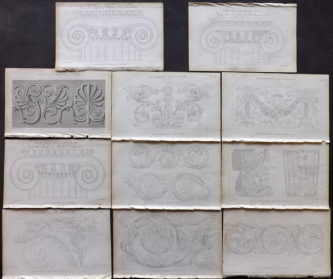 Nicholson, Peter 1798 Lot of 11 Architectural Prints (1 of 2)