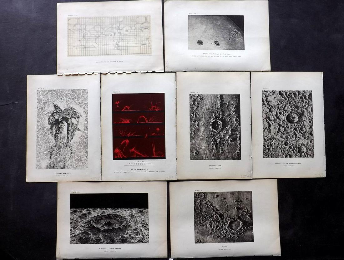 Ball, Robert 1893 Lot of 8 Astronomy Celestial Prints: Lithographs Published 1893, London for "The Story of the Heavens" by Sir Robert Stawell Ball. Paper Size: 9 x 6 inch (23 x 15cm) A few minor faults, good overall