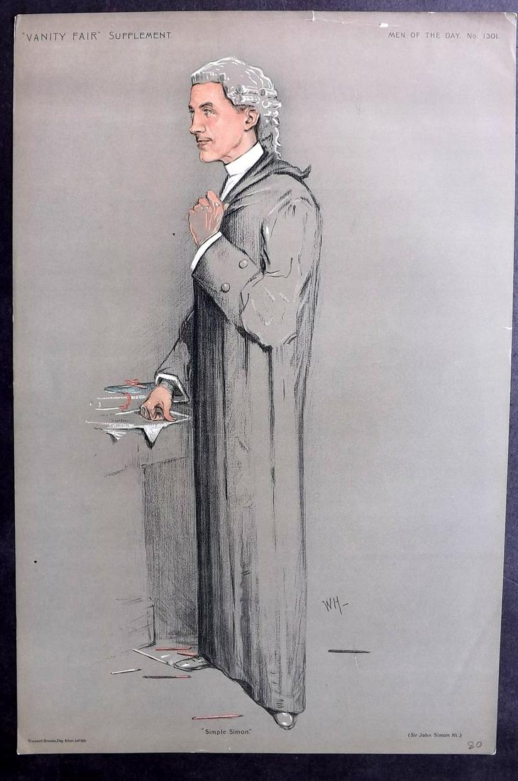 Vanity Fair Print 1911 John Simon, Legal Wigged (1 of 1)