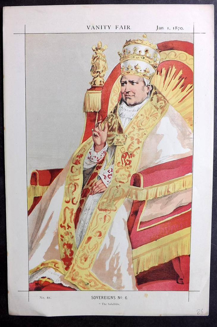 Vanity Fair Print 1870 Pope Pius IX, Clergy (1 of 1)
