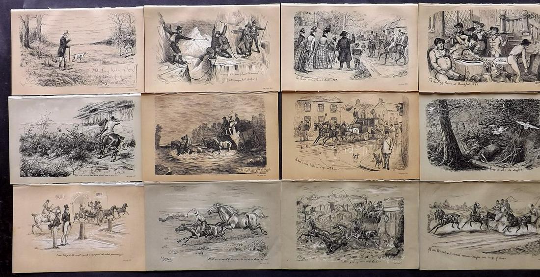 Fores C1890 Lot of 12 Sporting Prints: Lithographs Published 1884-1912, London for "Fores's Sporting Notes & Sketches" Illustrated by Finch Mason, R. M. Alexander, Cuthbert Bradley and others. Paper Size: 8.5 x 5.5 inch (22 x 14cm) Good Co
