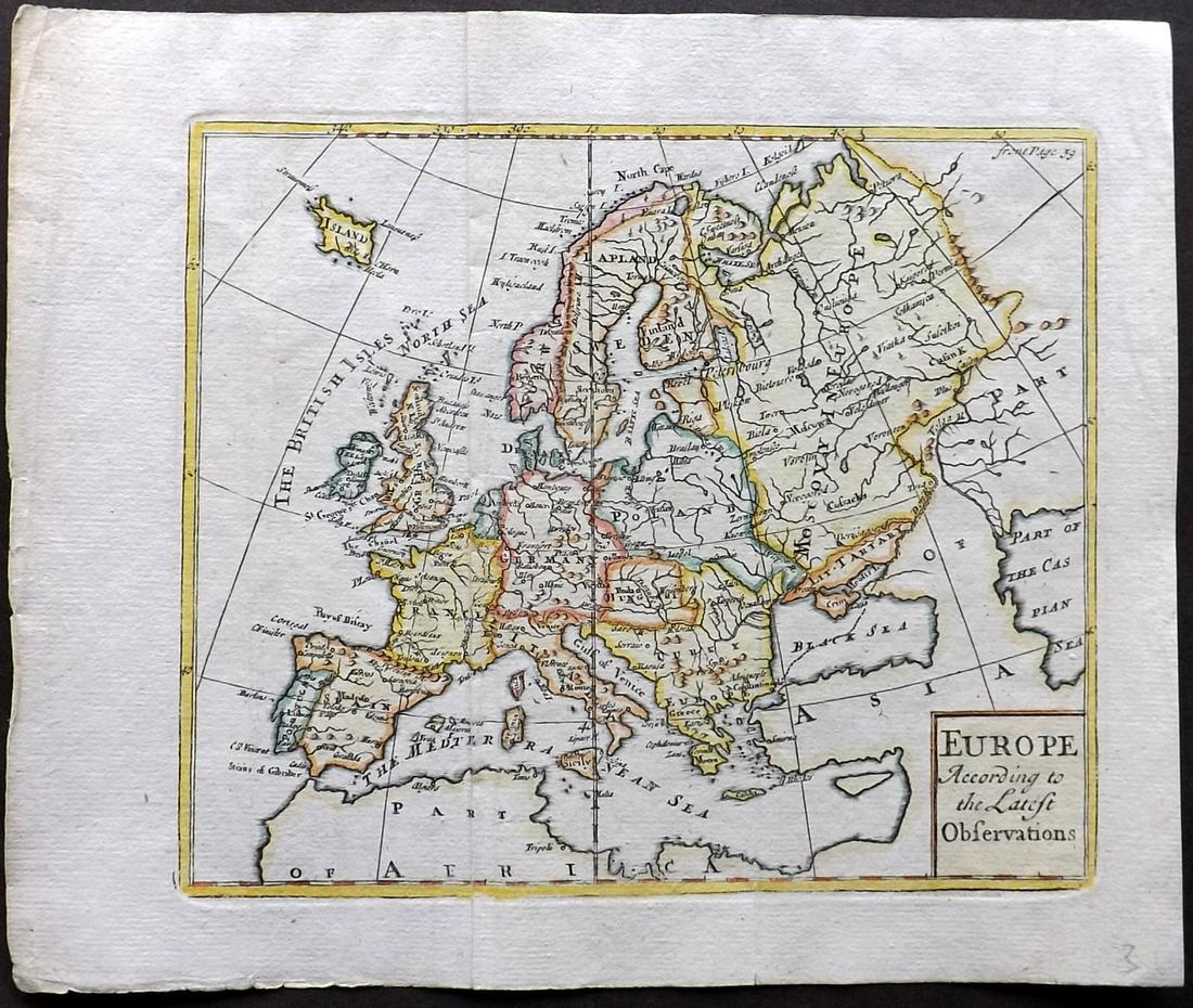 Gordon, Patrick 1744 Hand Col Map of Europe (1 of 2)