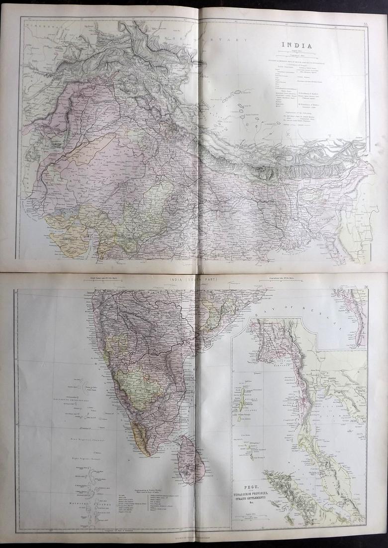 Blackie & Weller 1882 Pair of Maps of India (1 of 2)