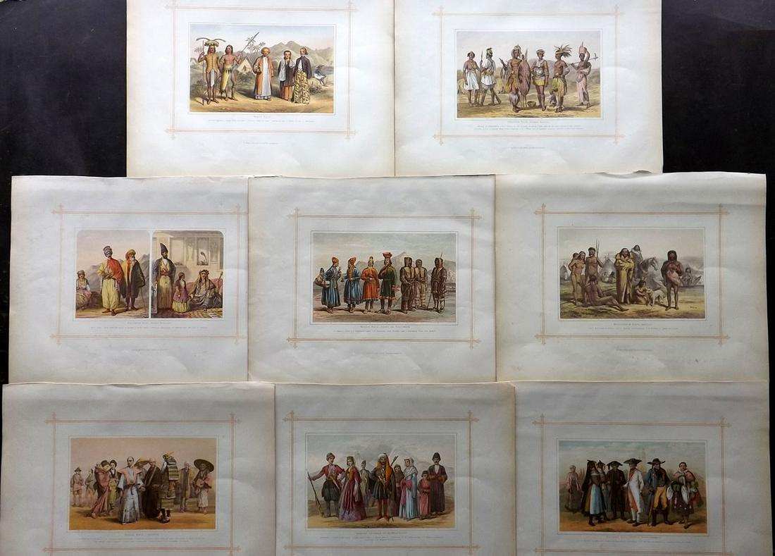 Blackie 1882 Lot of 8 Folio Ethnic/Costume Prints (1 of 2)