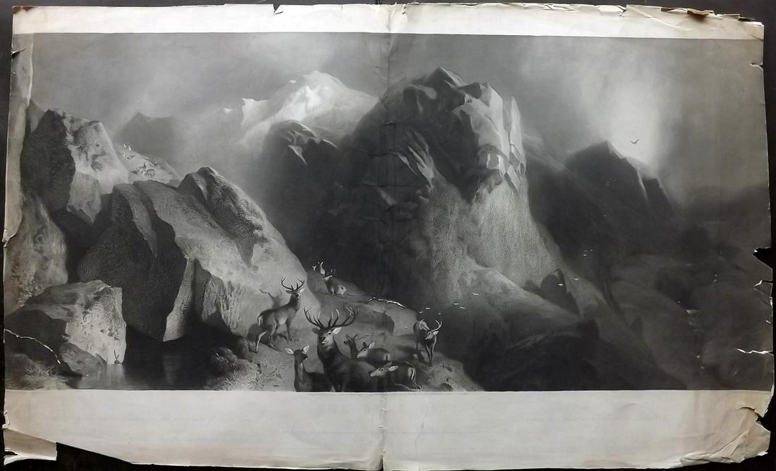 After Edwin Landseer 1854 V. Large Print. The Deer Pass (1 of 2)