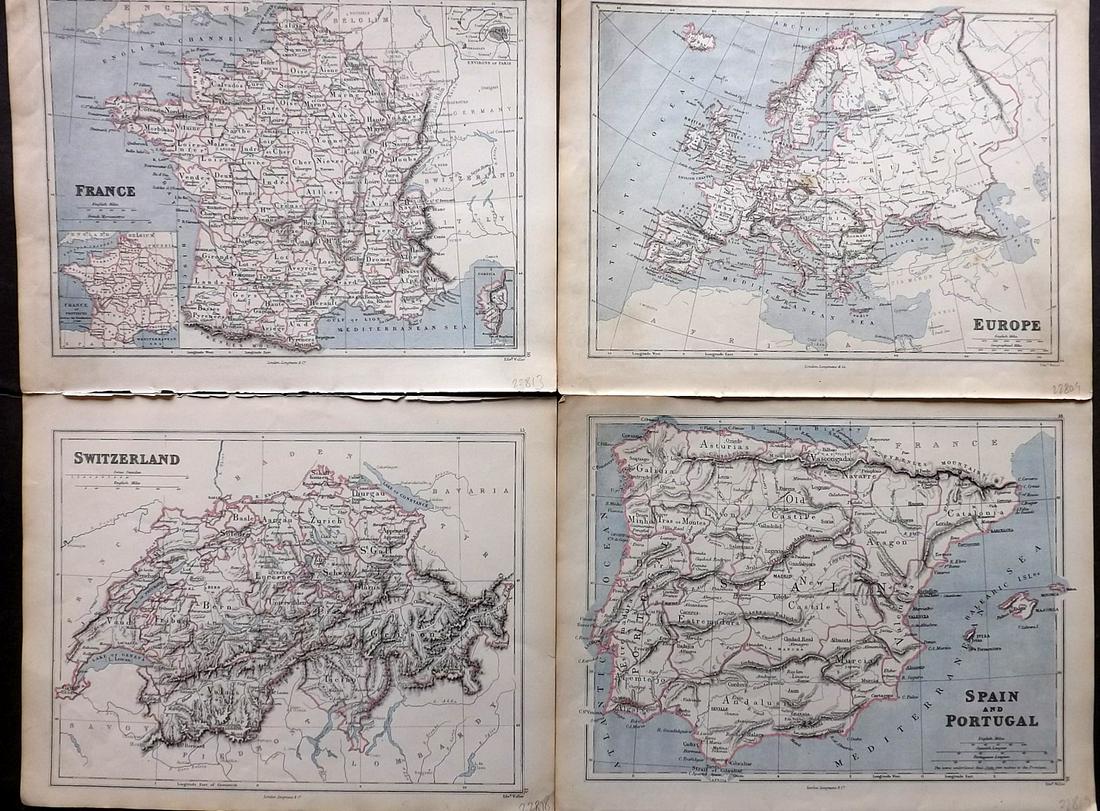 Butler, George 1874 Lot of 4 Maps of Europe (1 of 2)