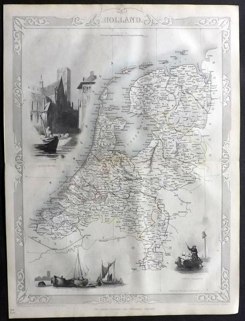 Tallis (Pub) 1854 Map of Holland: Steel Engraved Map Published 1853-4 by John Tallis, London for "The Life and Times of the Late Duke of Wellington" by Thomas Gaspey. Paper Size: 14 x 10.5 inch (36 x 27cm) Good condition