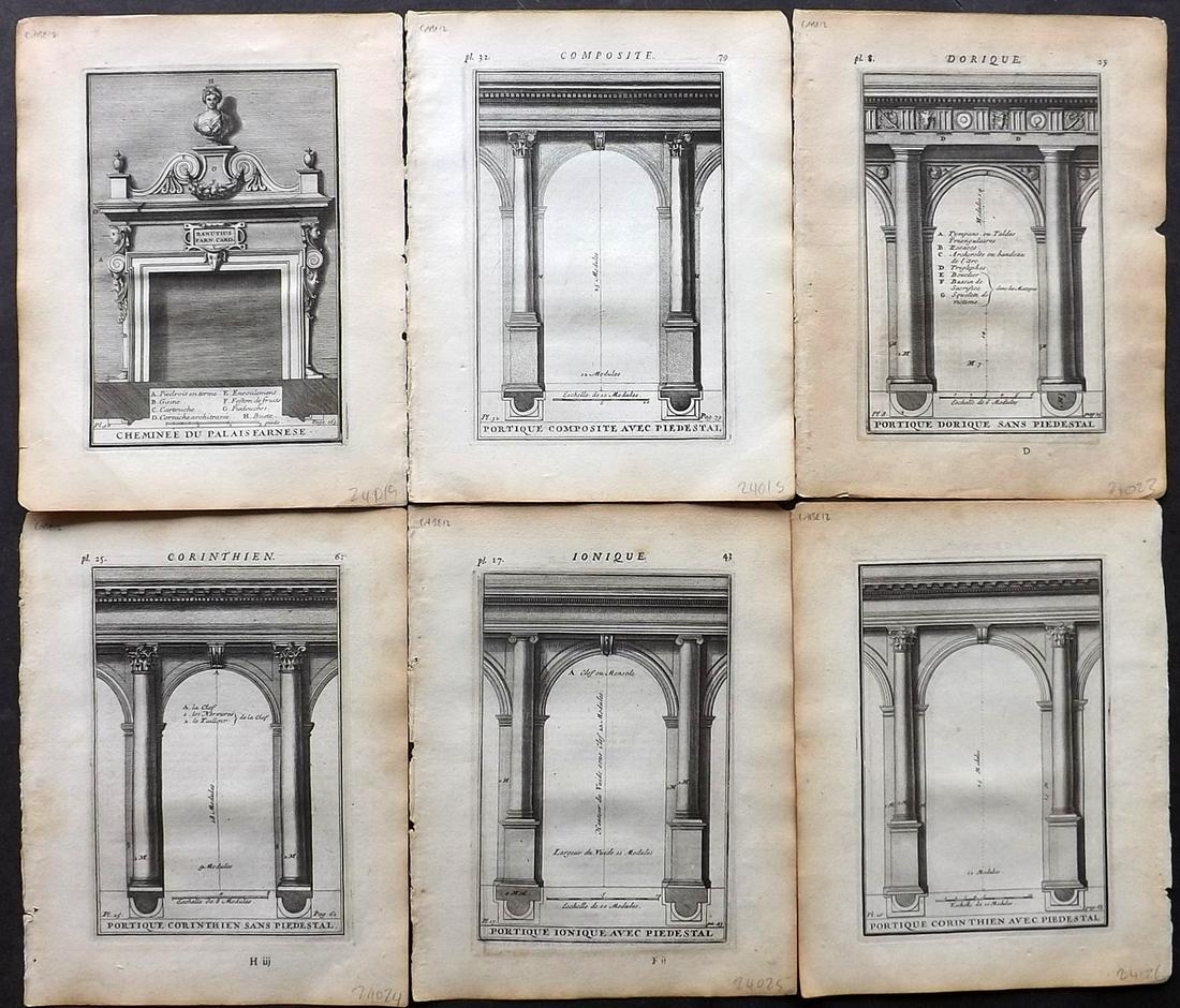 d'Aviler, Augustin 1730 Lot of 6 Architectural Prints (1 of 2)