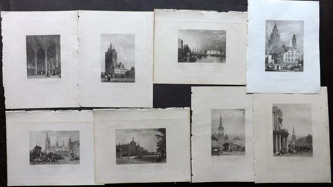 Germany C1840 Lot of 8 Steel Engravings by Holmes: Steel Engravings Published C1840, London for "The Book of Gems and Cabinet of Art" by Thomas Holmes. Paper Size: 10.5 x 8 inch (27 x 21cm) Very minor margin toning in parts. Good Condition