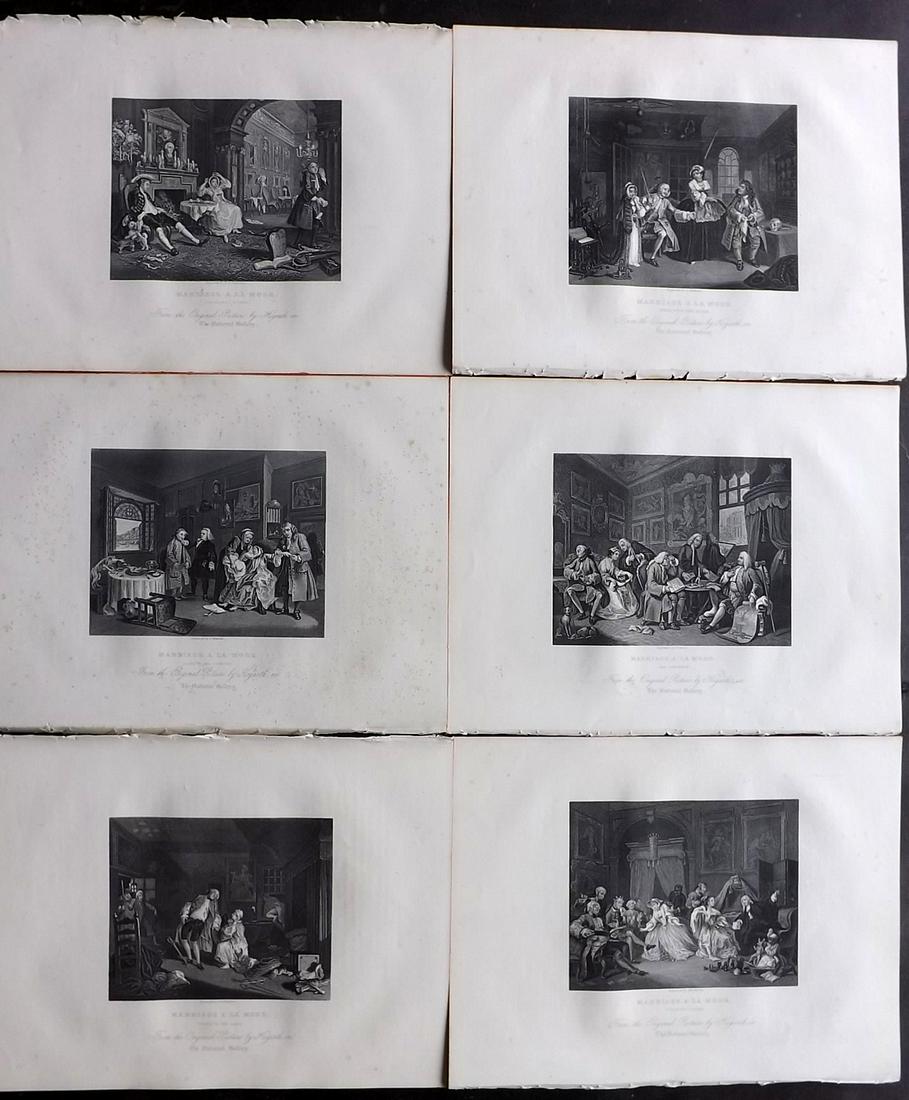 Hogarth, William C1880 Set 6 Prints. Marriage A La Mode (1 of 2)