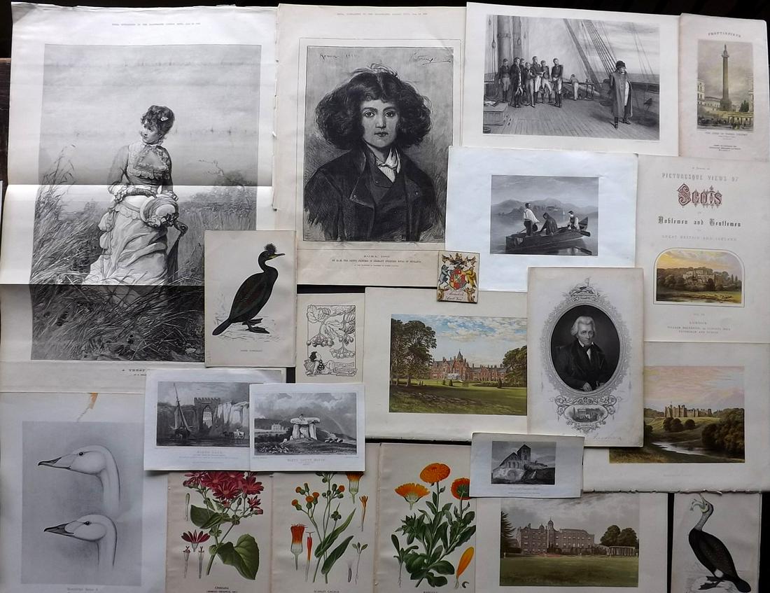 Mixed Prints 19th Cent. Lot of 20 Engravings & Lithos (1 of 3)