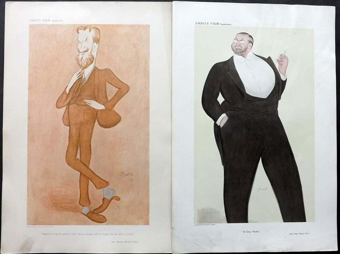 Vanity Fair Prints 1905-09 Pair George Bernard Shaw etc (1 of 1)