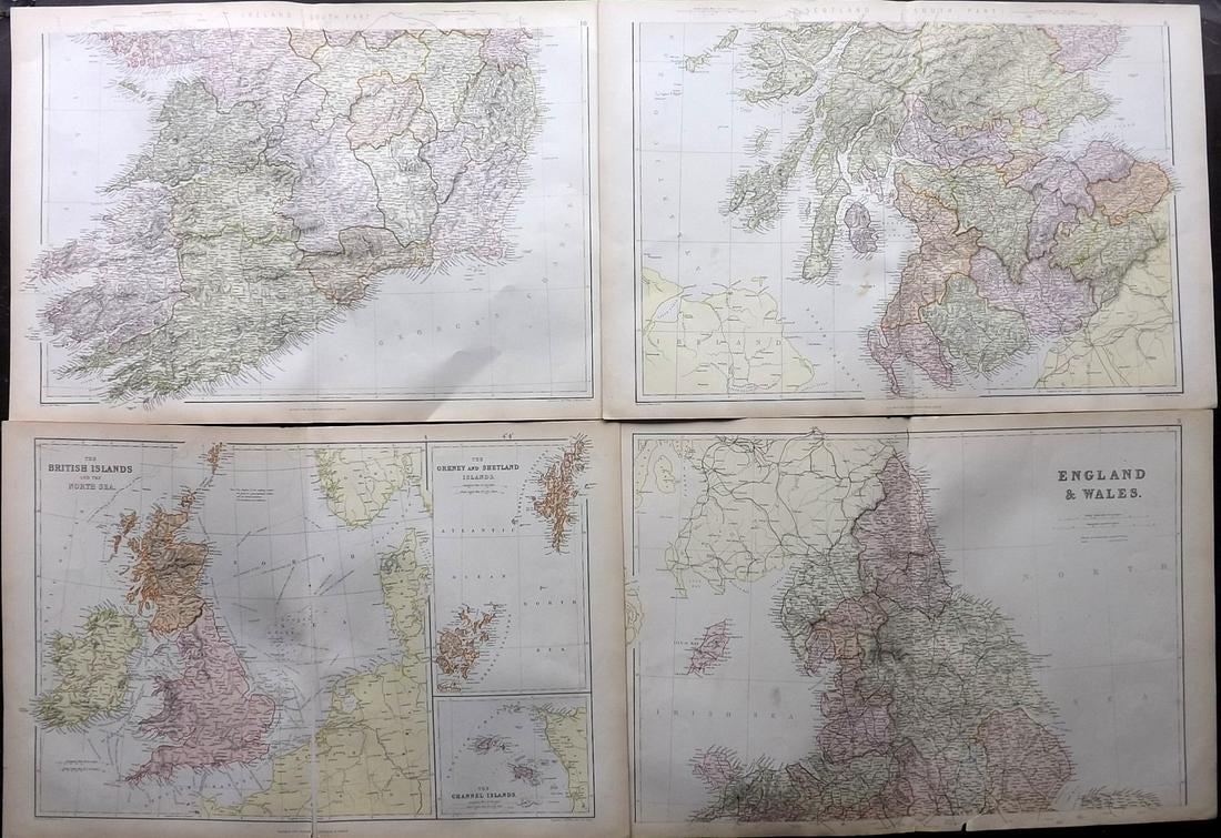Blackie & Weller 1882 Lot of 4 Maps. UK & Ireland (1 of 2)
