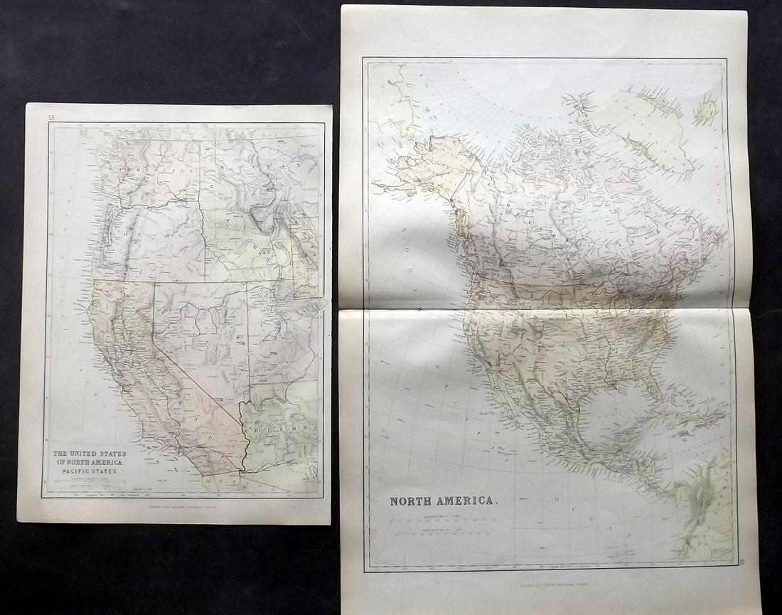 Blackie & Weller 1882 Pair Maps of USA & North America (1 of 2)
