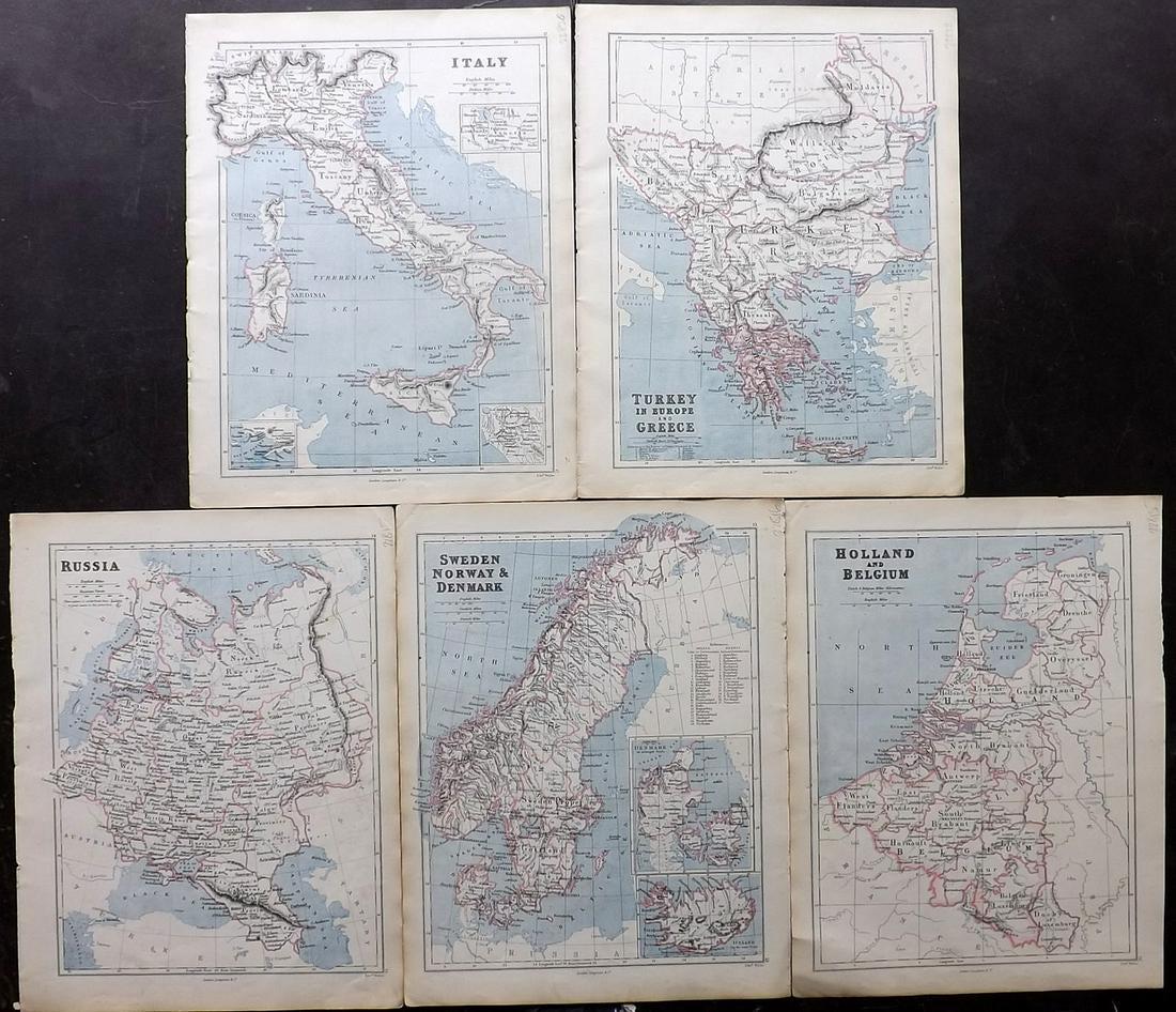 Butler, George 1874 Lot of 5 Maps of Europe (1 of 2)