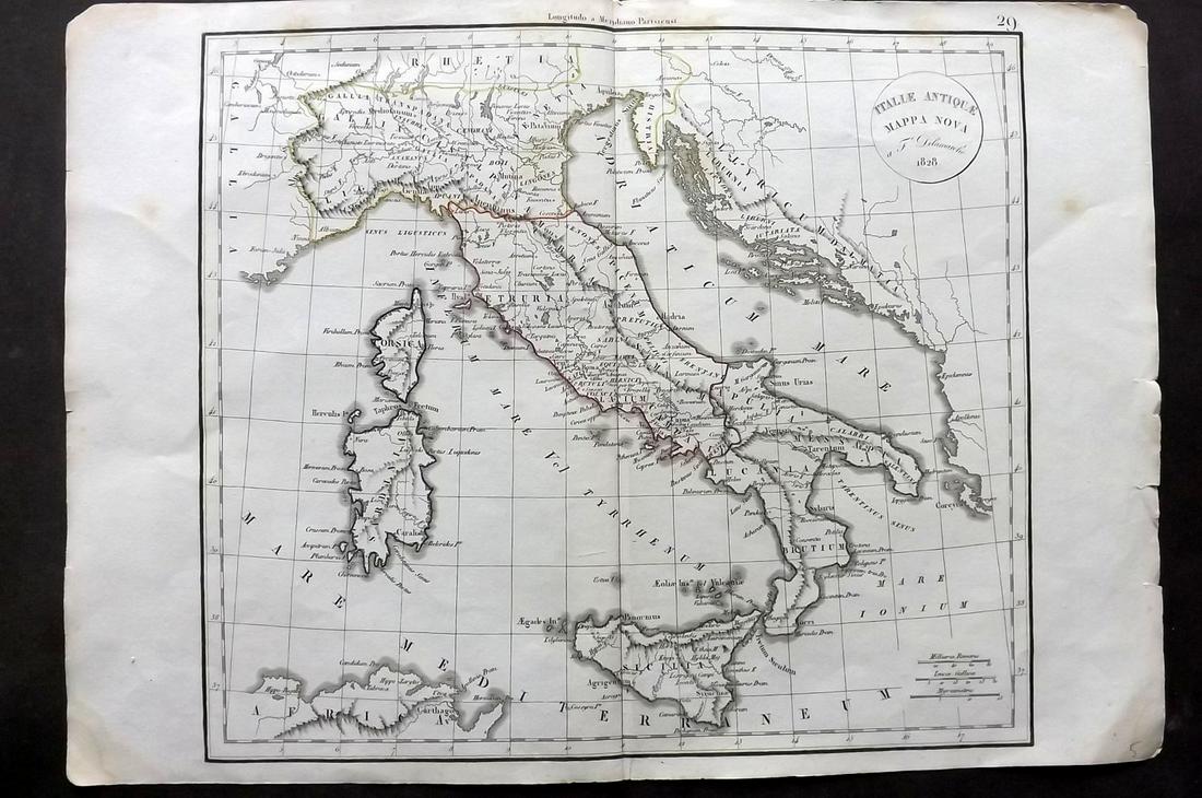 Delamarche, Felix 1829 Map of Ancient Italy (1 of 2)