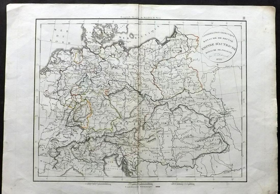 Delamarche, Felix 1829 Map of Austria Empire & Poland (1 of 2)
