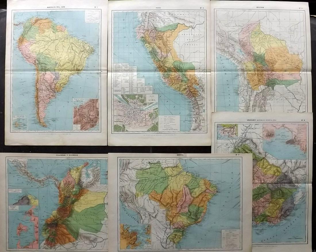 Estevanez, Nicolas C1910 Lot of 6 Maps of South America (1 of 2)