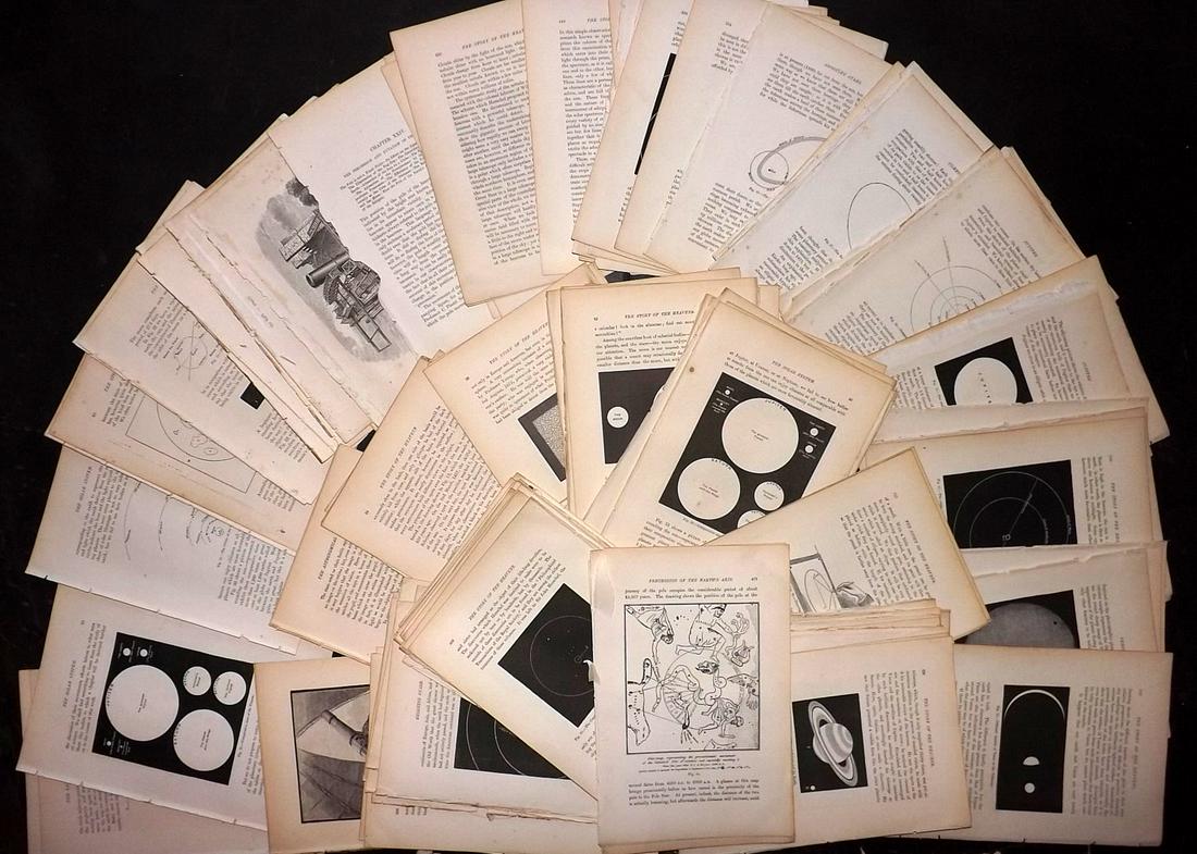 Ball, Robert 1890's Lot 125 Astronomy Celestial Sheets: Lithographs Published 1890, London for "The Story of the Heavens" by Sir Robert Stawell Ball. Paper Size: 9 x 6 inch (23 x 15cm) Minor margin toning in parts. Good condition