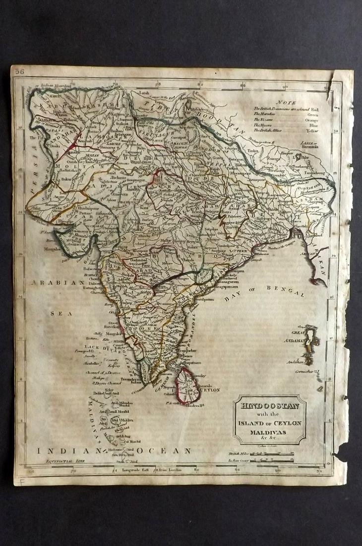 Barclay, James 1809 Antique Map. India & Ceylon (1 of 2)