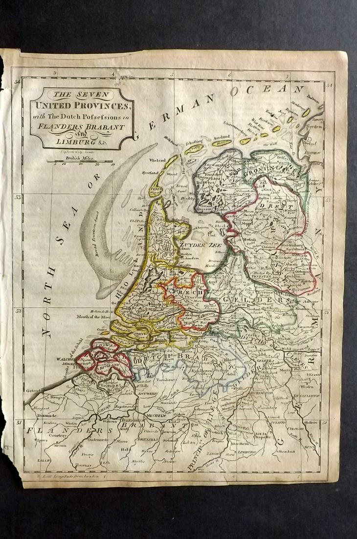 Barclay, James 1809 Antique Map. Netherlands & Belgium (1 of 2)