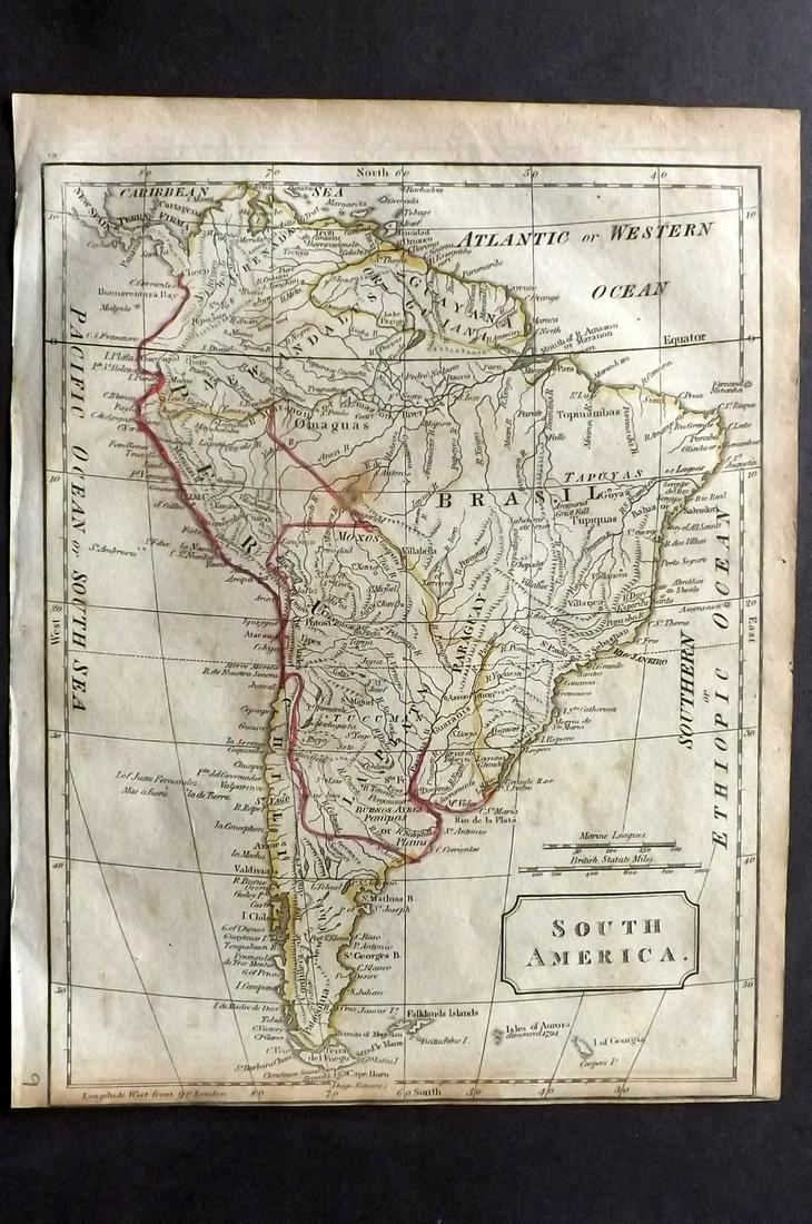 Barclay, James 1809 Antique Map. South America (1 of 2)