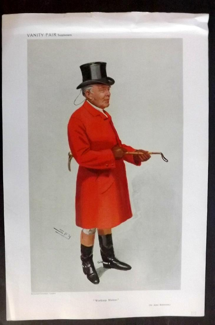 Vanity Fair Print 1911 John Robinson, Foxhunter: Chromolithograph Published 1869-1914, London for "Vanity Fair" Paper Size: 15 x 11 inch (38 x 28cm) Top margin wrinkles present, otherwise Good Condition