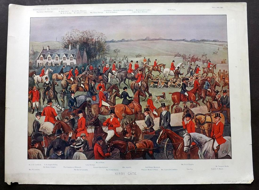 Vanity Fair Double Print 1901 Kirby Gate. Foxhunting (1 of 2)