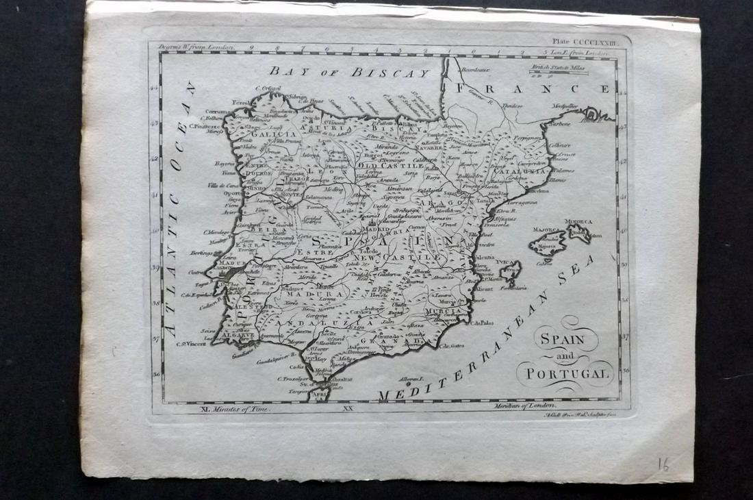 Spain and Portugal 1797 Antique Map by Bell (1 of 2)