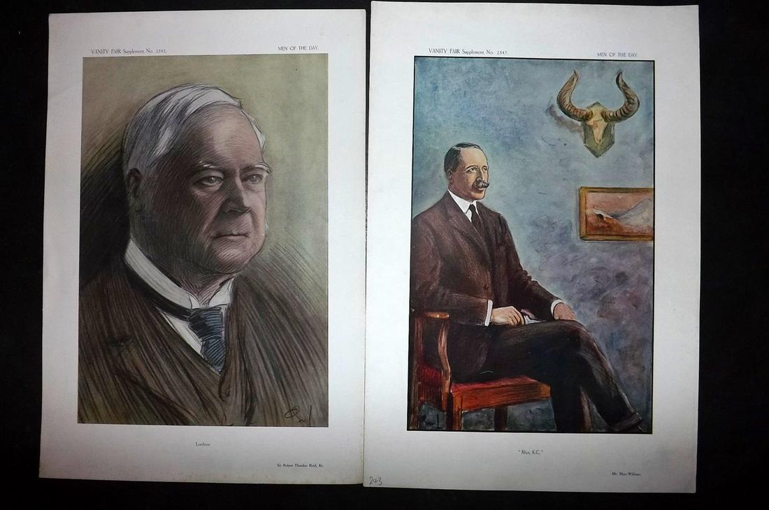 Vanity Fair Prints 1913 Pair of Mixed Cartoons: Chromolithographs Published 1869-1914, London for "Vanity Fair" Paper Size: 15 x 11 inch (38 x 28cm) Good Condition