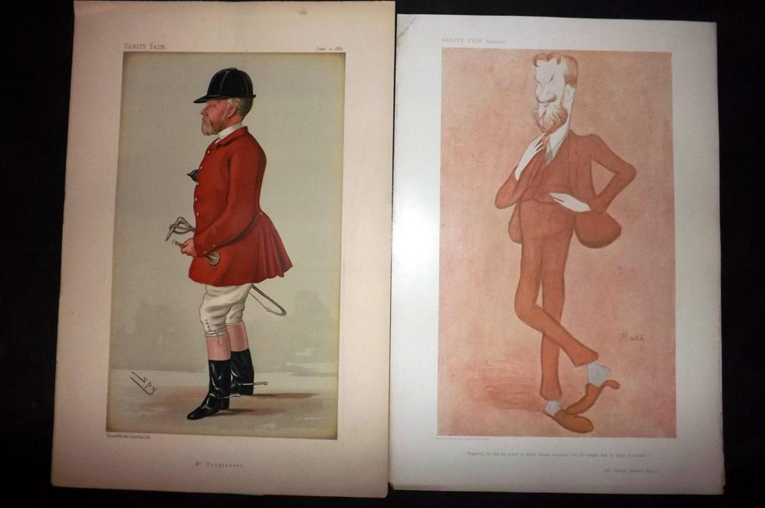 Vanity Fair Prints 1887-1913 Mixed Lot 3 incl Foxhunter: Plus George Bernard Shaw (after Max Beerbohm) and one other. Chromolithographs Published 1869-1914, London for "Vanity Fair" Paper Size: 15 x 11 inch (38 x 28cm) Good Condition