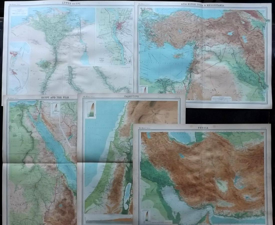 Bartholomew, John 1922 Lot of 5 Maps Egypt & Holy Land (1 of 2)