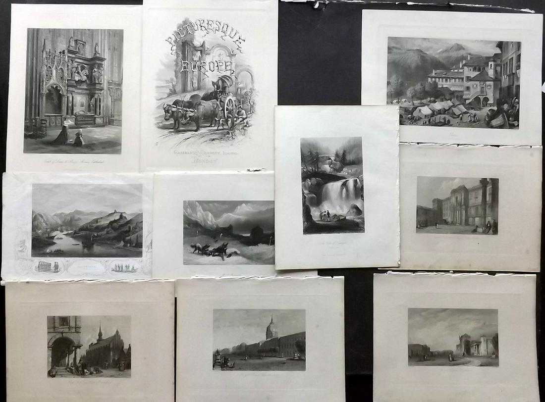 European Views 19th Cent. Lot of 10 Steel Engravings (1 of 2)