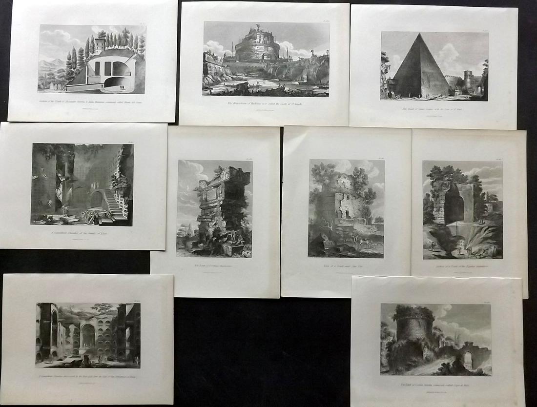 Moses, Henry 1840s Lot of 9 Italian Architecture Prints (1 of 2)