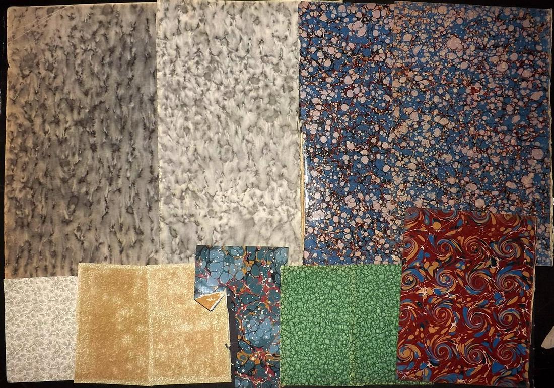 Marble End Papers, Bookbinding 19th Cent Lot of 15 (1 of 2)