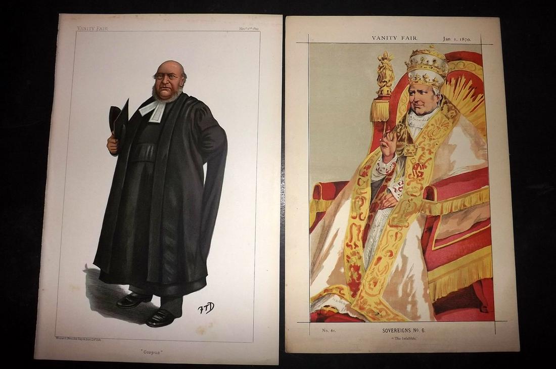 Vanity Fair Prints 1870-99 Pair of incl Pope: Chromolithographs Published 1869-1914, London for "Vanity Fair" Paper Size: 15 x 11 inch (38 x 28cm) One with minor margin toning. Good Condition