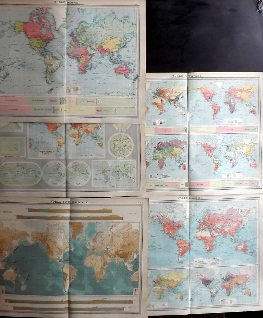 Bartholomew, John 1922 Lot of 5 Maps of the World (1 of 2)