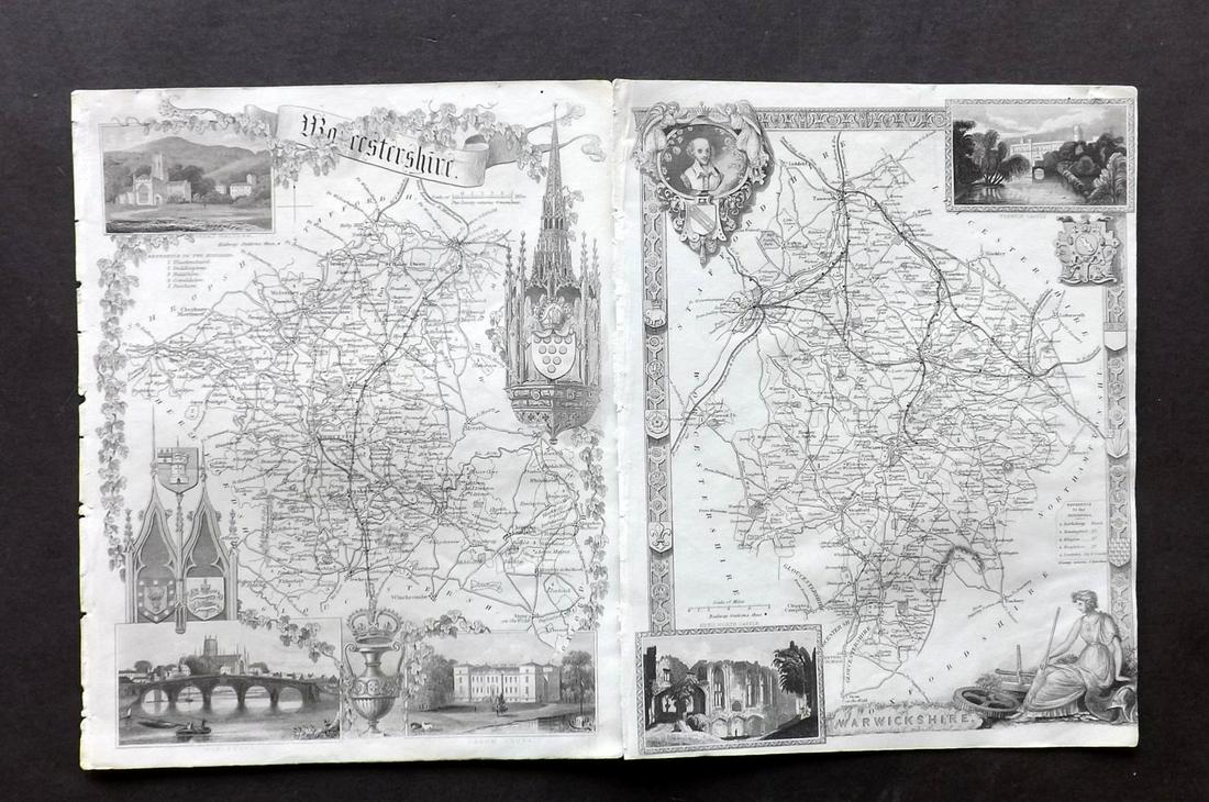 Moule, Thomas C1850 British Maps (2) Warcks & Worcs (1 of 2)