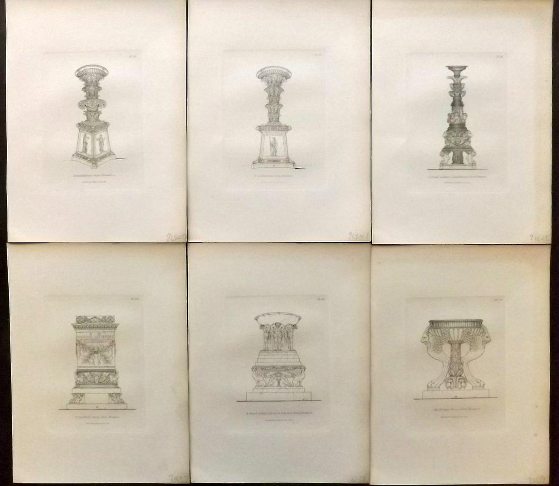 Moses, Henry 1840s Lot of 6 Prints. Candelabrum etc (1 of 2)