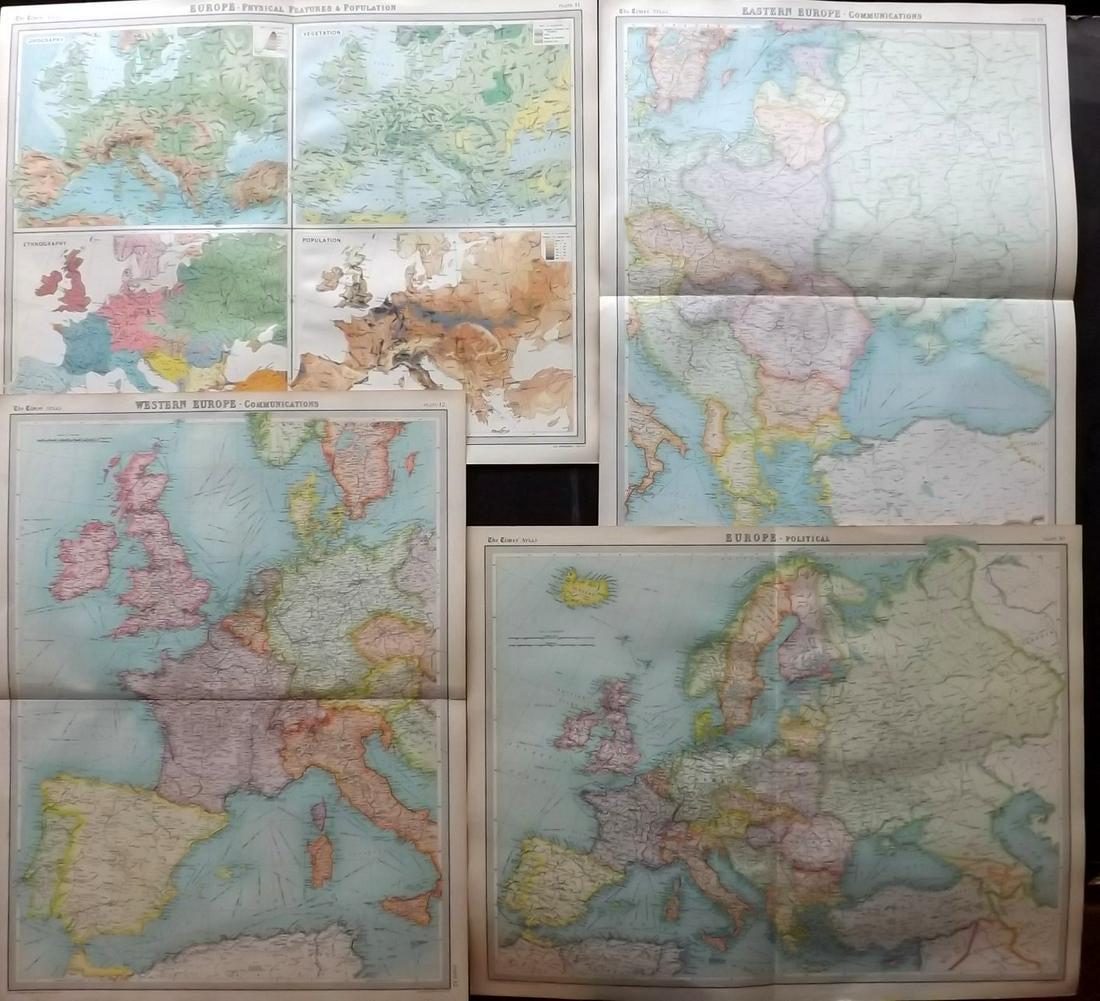 Bartholomew, John 1922 Lot of 4 Maps. Europe (1 of 2)