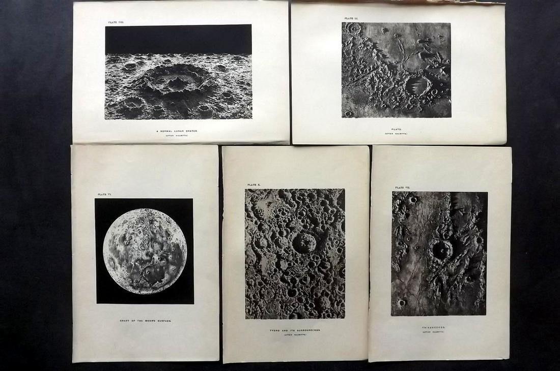 Ball, Robert 1886 Lot of 5 Astronomy Prints. The Moon (1 of 2)