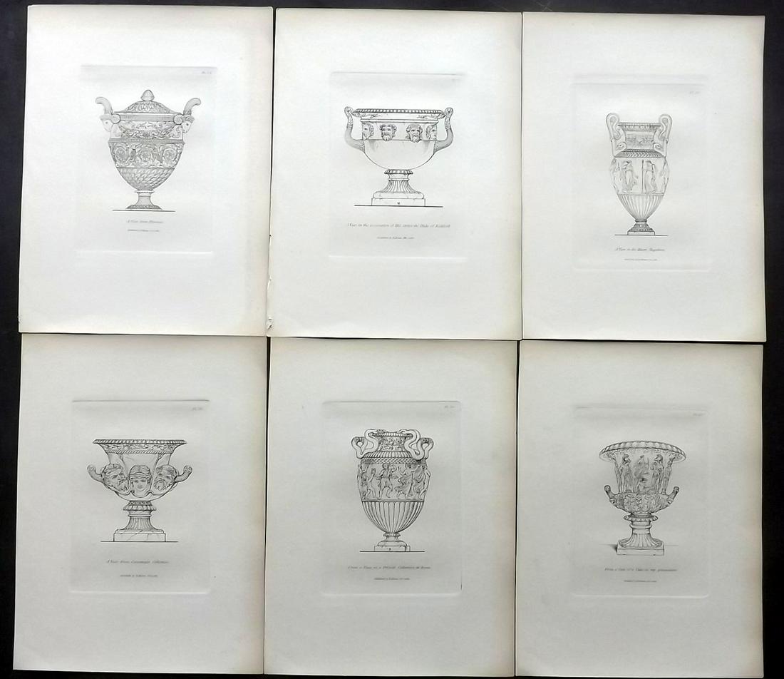 Moses, Henry 1840s Lot of 6 Antique Vase Prints (1 of 2)