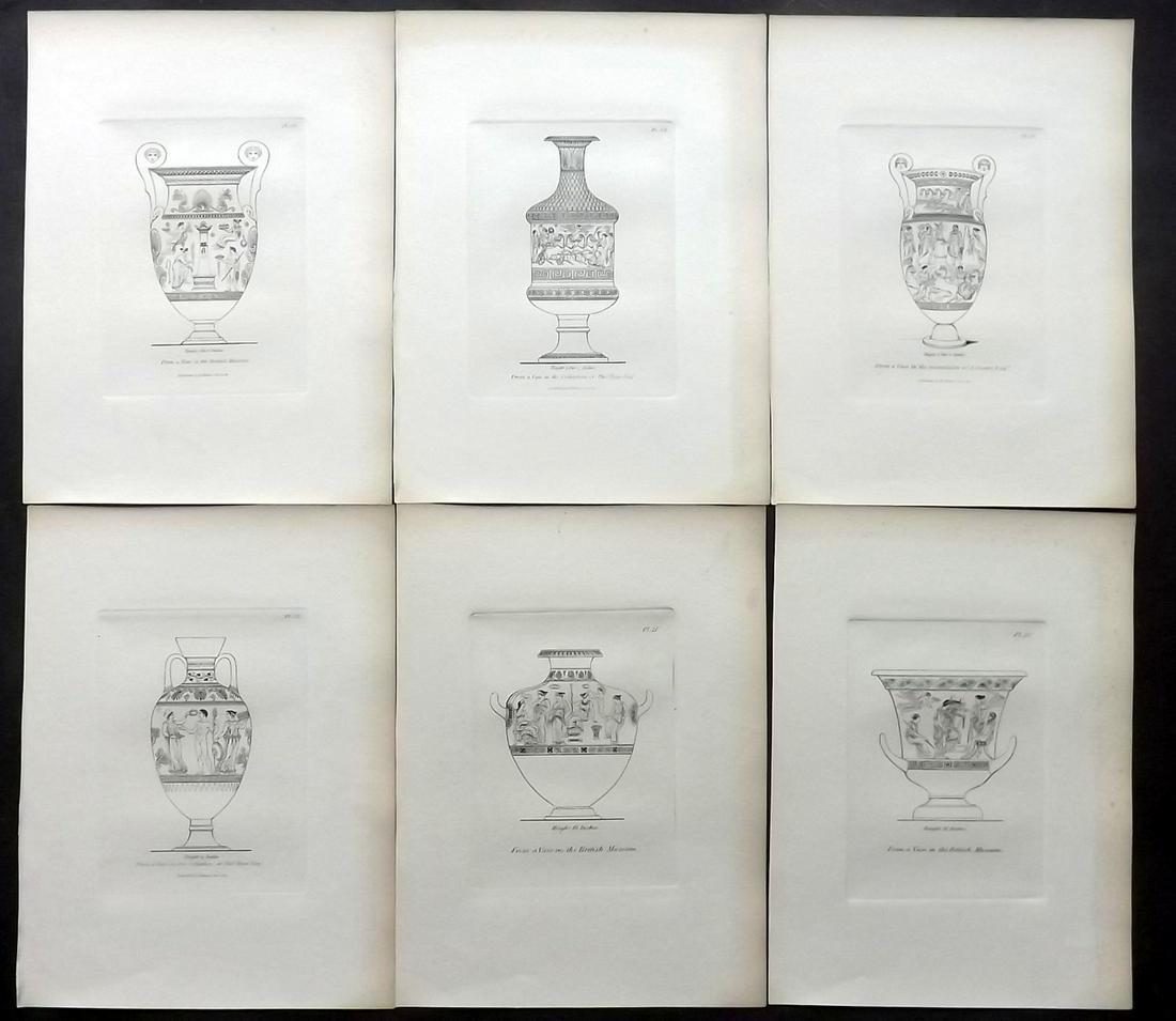 Moses, Henry 1840s Lot of 6 Antique Vase Prints (1 of 2)