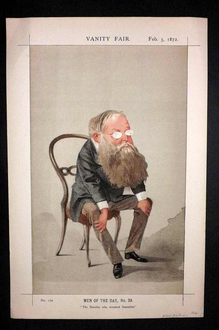 Vanity Fair Print 1872 Wilkie Collins, Literary (1 of 1)