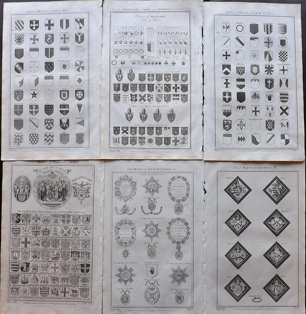 Howard, George 1796 Lot of 9 Prints. Heraldry, Seals (1 of 2)