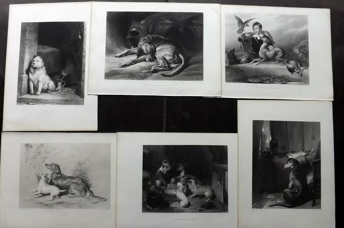 Landseer, Edwin 1880 Lot of 6 Folio Dog Prints (1 of 2)