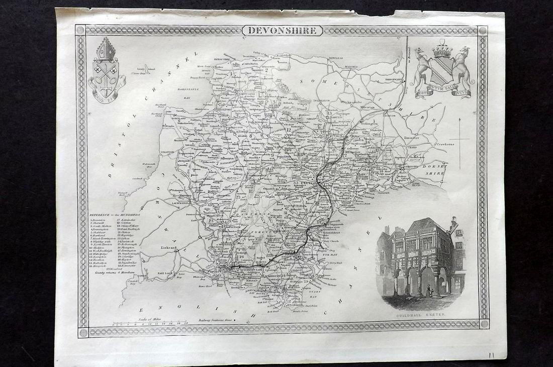 Moule, Thomas C1850 British Map. Devonshire (1 of 2)
