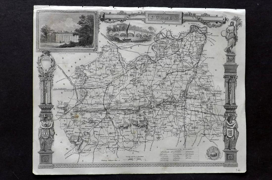 Moule, Thomas C1850 British Map. Surrey (1 of 2)