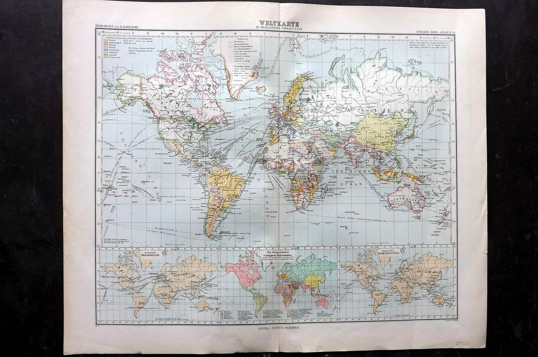 Stieler, Adolph 1905 Map World on Mercator's Projection (1 of 2)